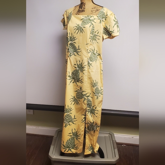Jade Fashion Made in Hawaii  Yellow Pineapple Maxi Dress XL - Picture 6 of 9